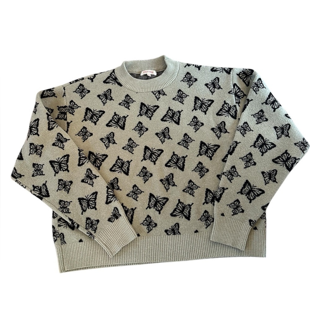 Stella Tweed‎ butterfly sweater green black large Fairy Whimsy